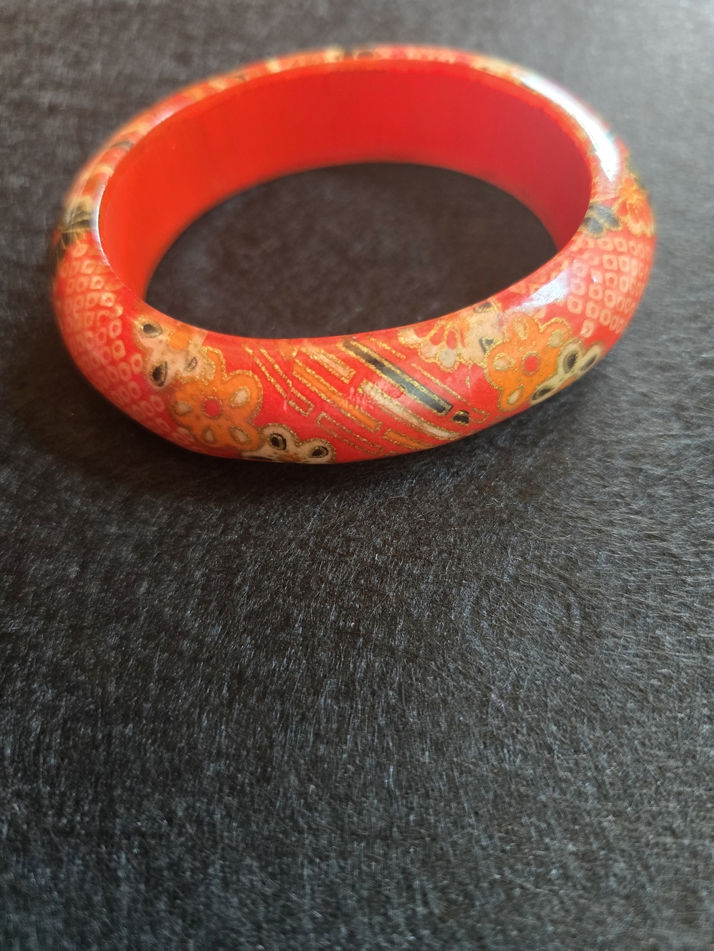 Authentic Japanese Washi Red Floral Bangle Bracelet